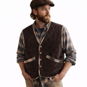 Protest Blues Vintage Corduroy Quilted Vest XL Plaid Lined Gorpcore Indie Rugged